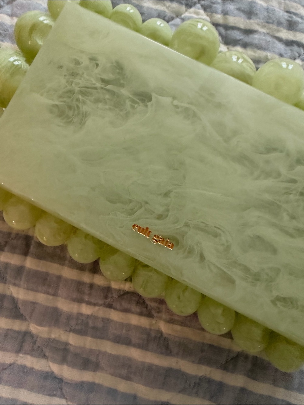 Cult Gaia Light Green Beaded Rectangular Clutch - Picture 3 of 3